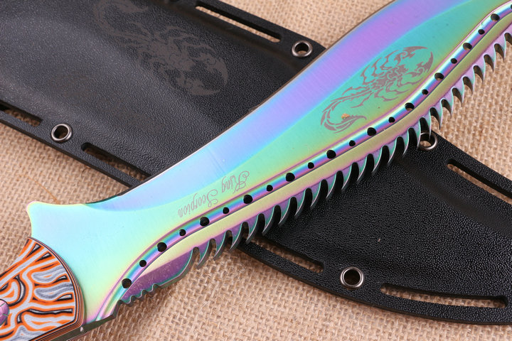 Colorful Scorpion King fixed blade knife Machete UD404705